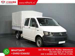 Volkswagen Transporter Open cargo box 2.0 TDI L2 DC Double Cab 6 Pers./ 216x194/ LOW mileage/ Open cargo box/ Pick-up/ Huif/ Cruise/ Airco