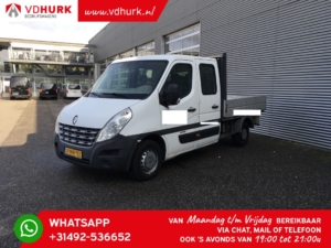 Renault Master Open laadbak 2.3 dCi 130 pk DC Dubbel Cabine/ Open laadbak/ Pritsche/ Doka/ 7pers./ Trekhaak/ Airco/ 242x204x40/ Pick Up