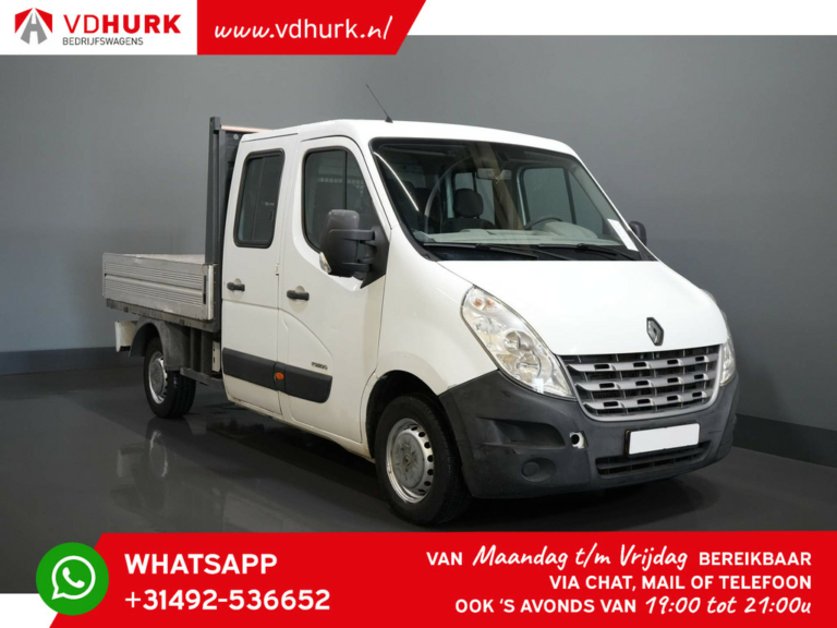 Renault Master Open laadbak 2.3 dCi 130 pk DC Dubbel Cabine/ Open laadbak/ Pritsche/ Doka/ 7pers./ Trekhaak/ Airco/ 242x204x40/ Pick Up