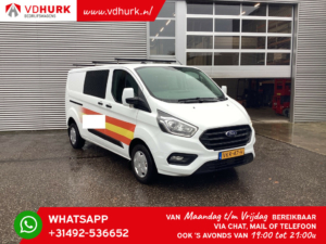 Ford Transit Custom Bestelbus 2.0 TDCI L2 DC Dubbel Cabine 27.000 km! Carplay/ Navi/ Camera/ LED/ Cruise/ PDC V+A/ Stoelverw./ 2.8t Trekverm./ Airco/ Trekhaak