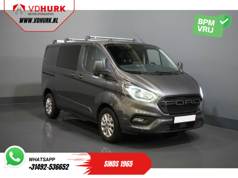 Ford Transit Custom Bestelbus 2.0 TDCI 130 pk Aut. DC Dubbel Cabine Limited 2x Schuifdeur/ CarPlay/ Stoelverw./ Cruise/ LMV/ Navi/ Cruise/ PDC