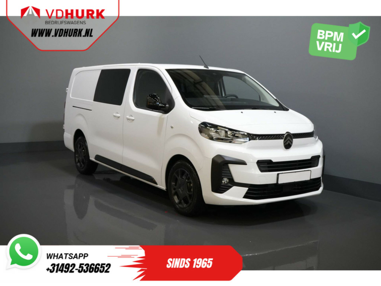 Citroën Jumpy Bestelbus 2.0 HDI 180 pk Aut. DC Dubbel Cabine BPM VRIJ! 2x Schuifdeur/ Virtual Cockpit/ Navi/ Carplay/ Camera/ PDC/ Cruise/ Trekhaak/ Air