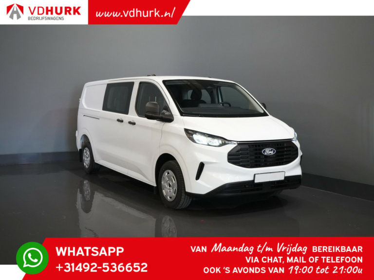 Ford Transit Custom Bestelbus 320 2.0 TDCI 136 pk L2 Trend BPM VRIJ! DC Dubbel Cabine/ 5 jaar/200.000 km Garantie/ Carplay/ Climate/ Camera/ PDC/ Cruise