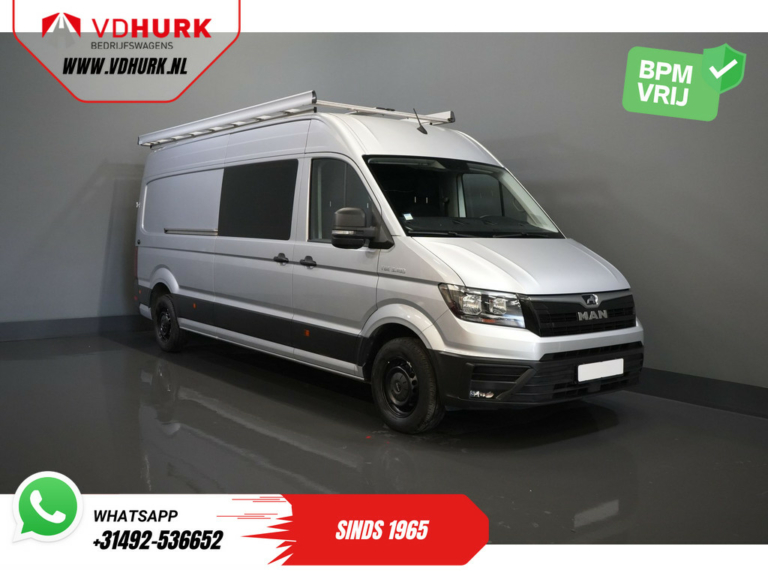 MAN TGE Van 3.180 DSG Aut. L4H3 DC Double Cab BPM FREE ! 7 pers./ 270Gr. Portes/ Carplay/ Galerie de toit + escalier/ Gev.Stoel/ Croisière/ Caméra