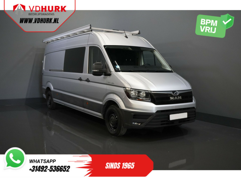 MAN TGE Van 3.180 DSG Aut. L4H3 DC Double Cab BPM FREE ! 7 pers./ 270Gr. Portes/ Carplay/ Galerie de toit + escalier/ Gev.Stoel/ Croisière/ Caméra